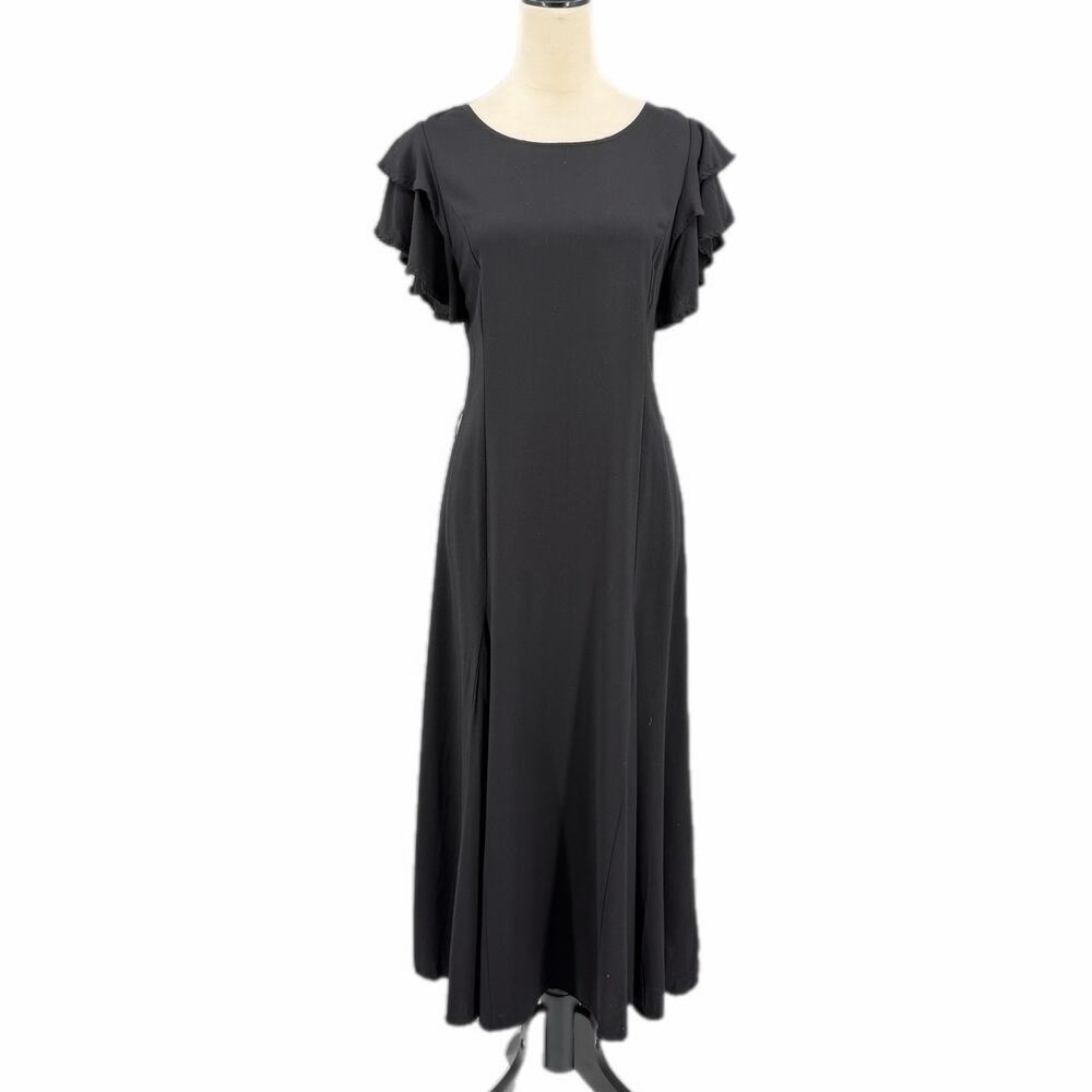 Hayden Black Ruffle Simple Versatile Casual Minimalist Romantic Workwear Dress